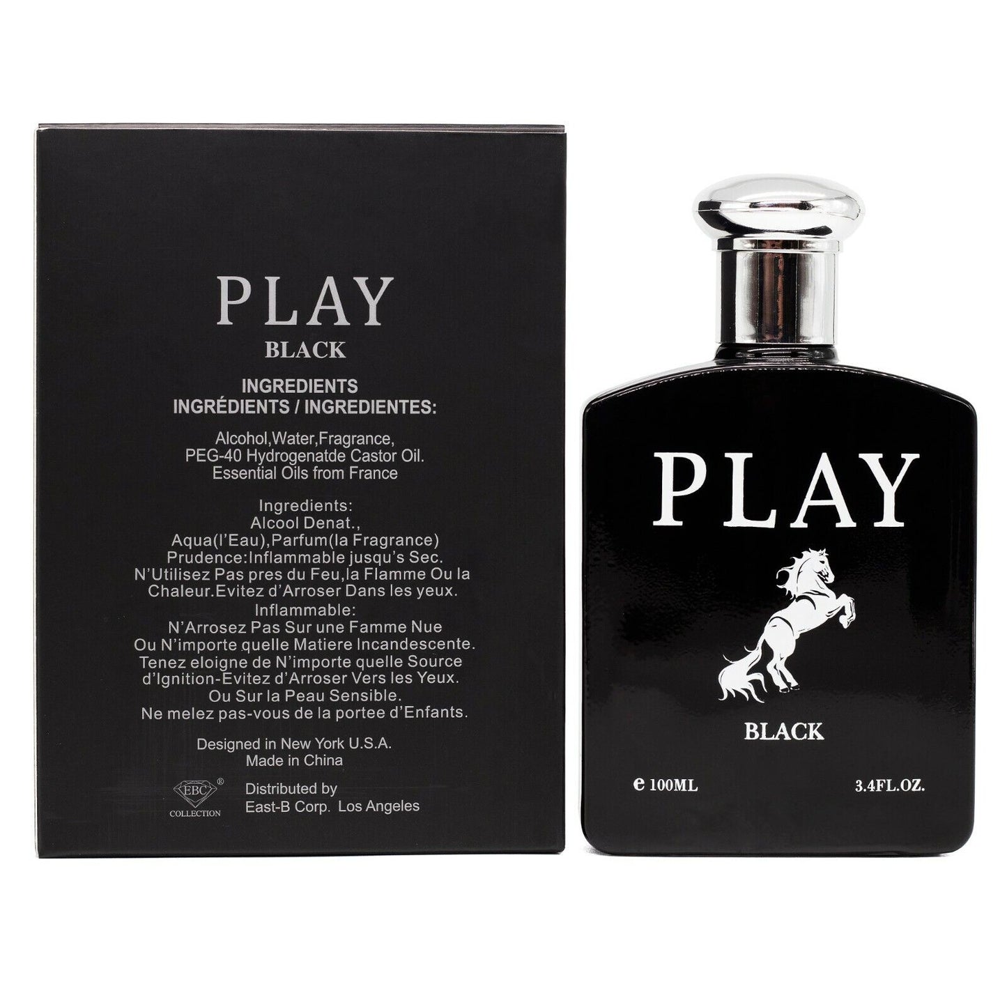 Play Black Cologne For Men EDT 3.4oz/100ml